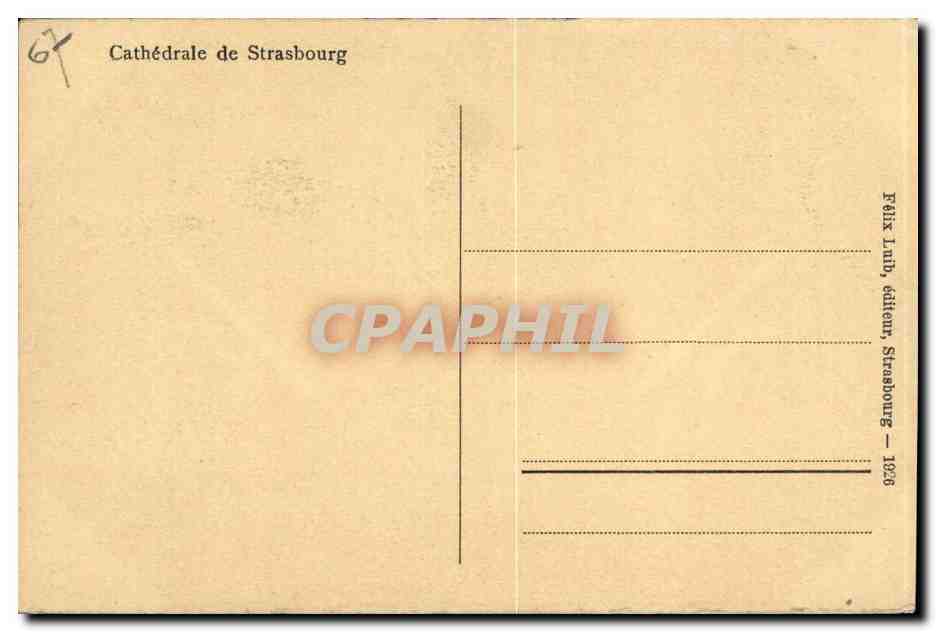 CPA Strasbourg Cathedrale — Verso