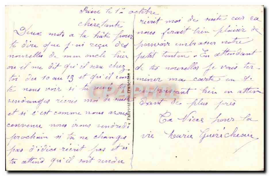 CPA Fantaisie Fleurs — Rückseite