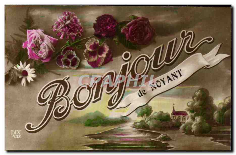 CPA Fantaisie Fleurs Bonjour de Noyant