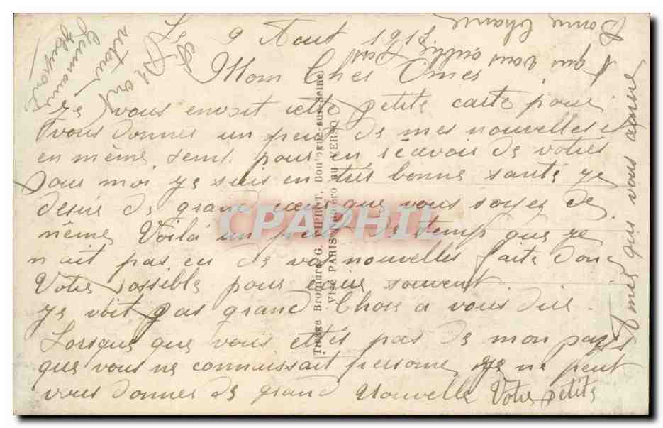 Jeune femme — dans un cadre floral — éditeur non visible — Verso