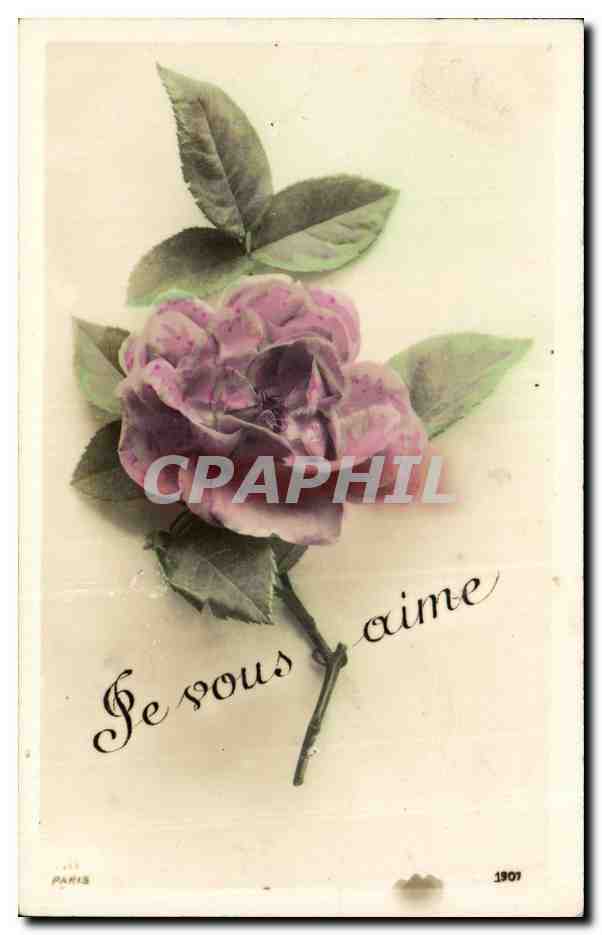 CPA Fantaisie Fleur Rose Je vous aime