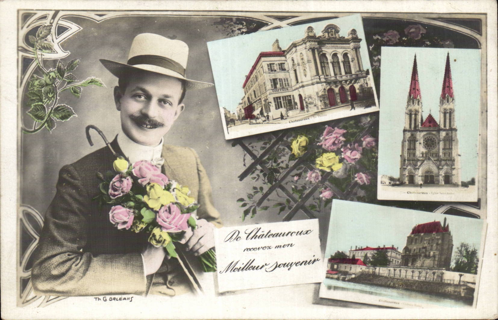 CPA Fantaisie Homme De Chateauroux recevez mon meilleur souvenir 