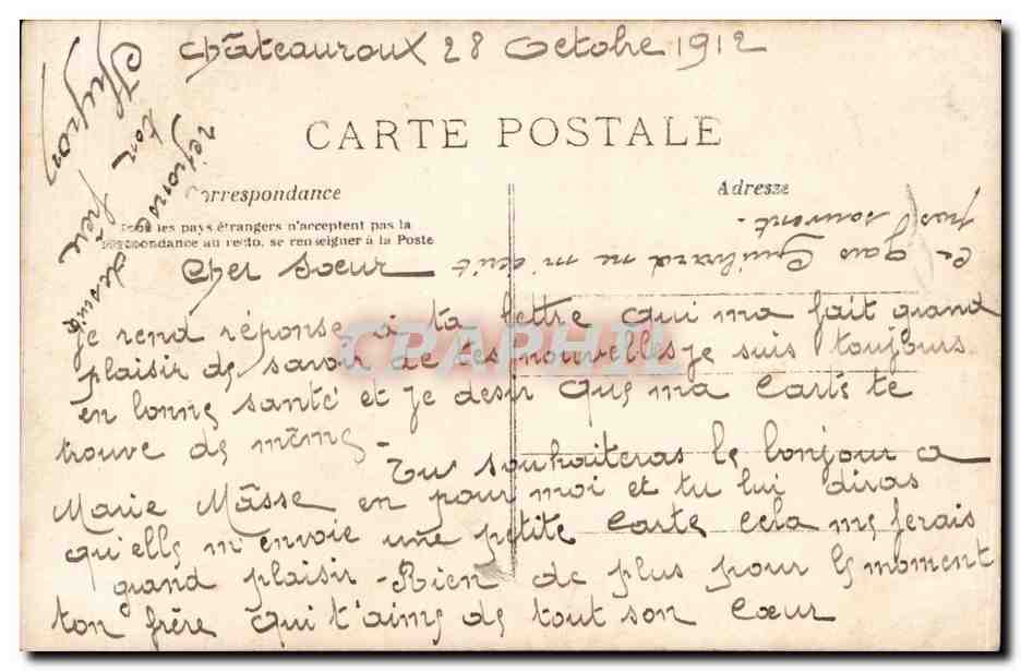 CPA Fantaisie Homme De Chateauroux recevez mon meilleur souvenir  — Verso