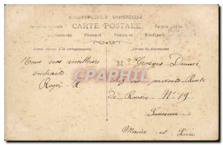Mujer en traje de escena — Tours, 1907 — Salauun, n°1381 — Reverso