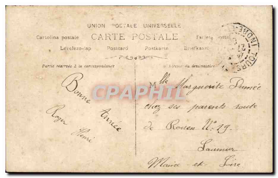 Jeune femme en couronne de fleurs — photo de studio — Paul Ricotti, Paris, n°1374 — Verso