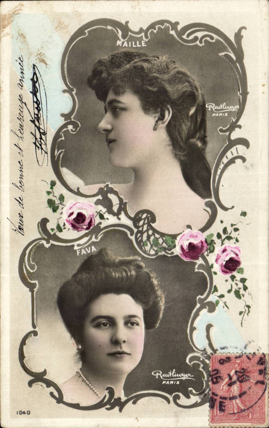 Deux portraits féminins — Maillle et Fava — éditeur Reutlinger, Paris, n° 104-0