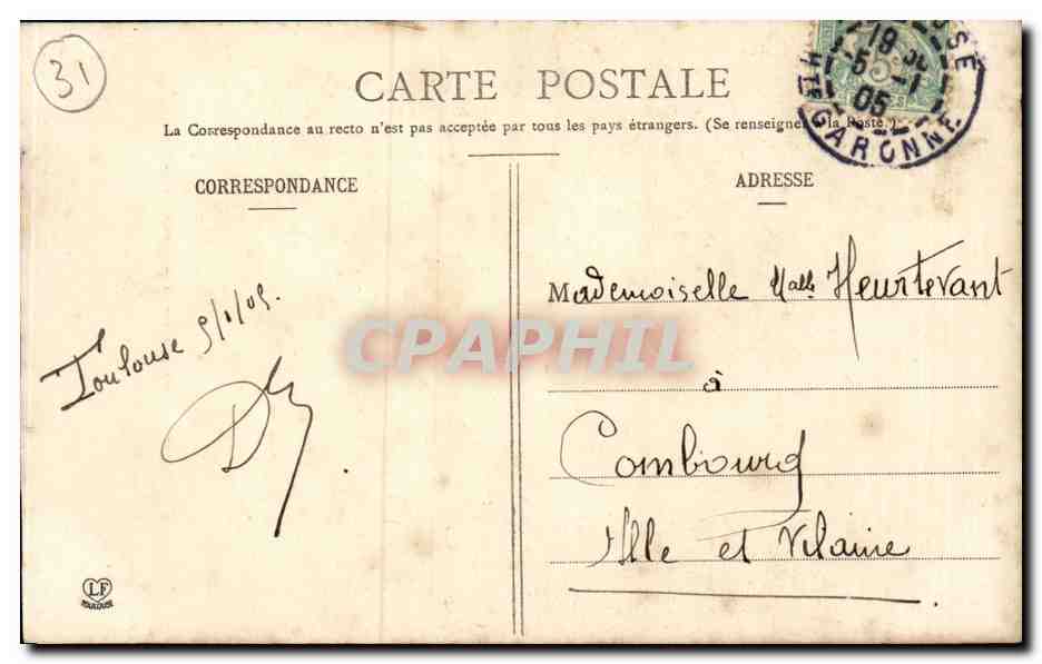 CPA Toulouse Tour et cloitre des Augustins musee — Verso