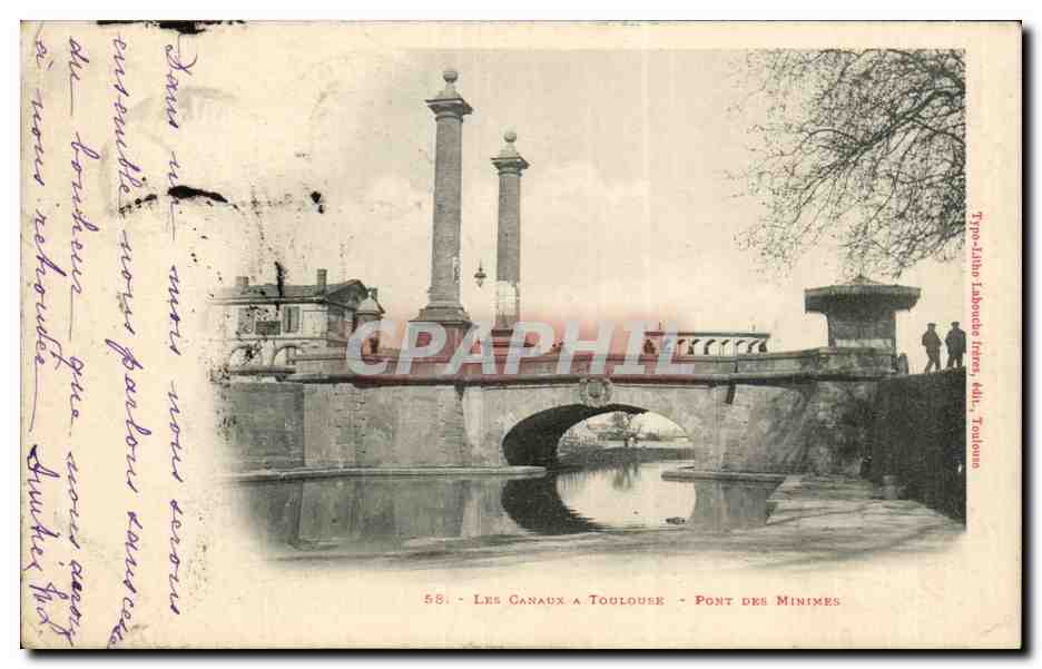 CPA Toulouse Pont des minimes Les canaux