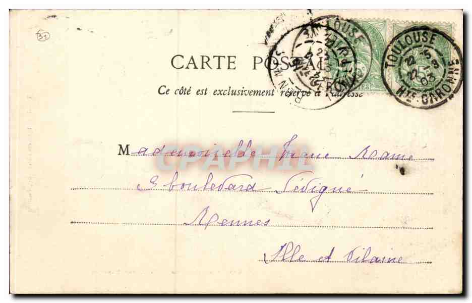 CPA Toulouse Pont des minimes Les canaux — Rückseite