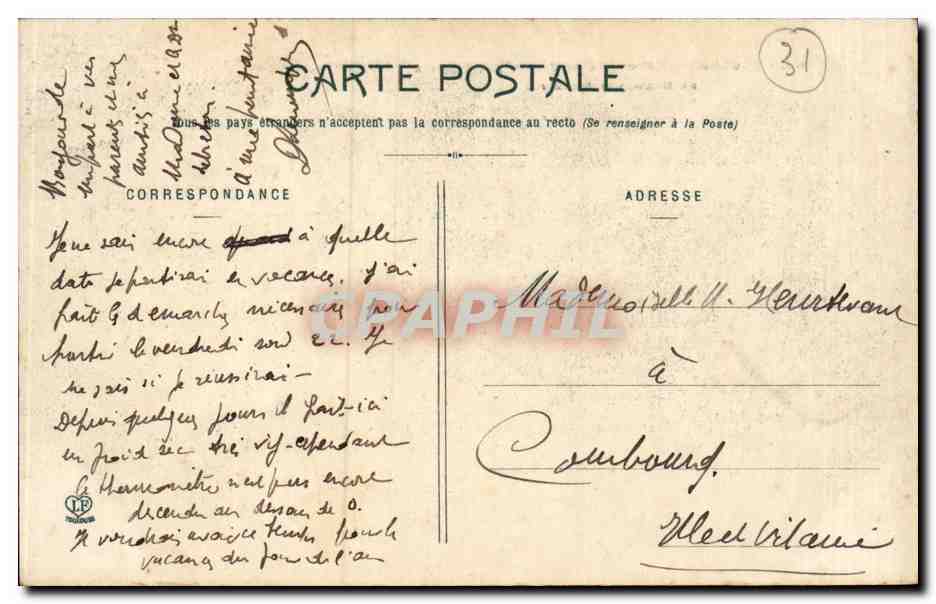 Toulouse - Fontaine du Jardin des Plantes et Monument Silvestre — Phototype LaRouche Frères Toulouse — Rückseite