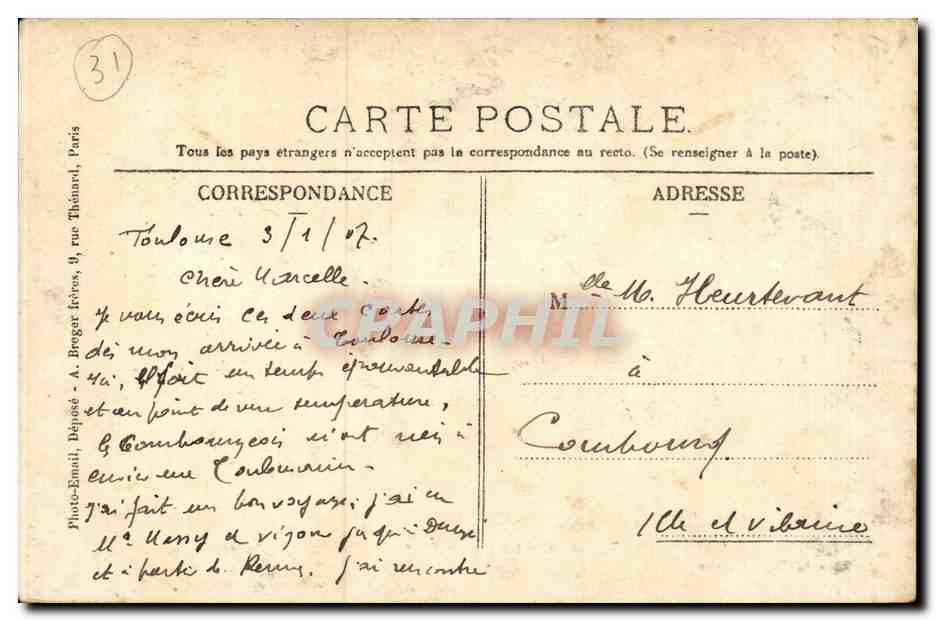 CPA Toulouse La chaussee du moulin du Bazacle — Rückseite