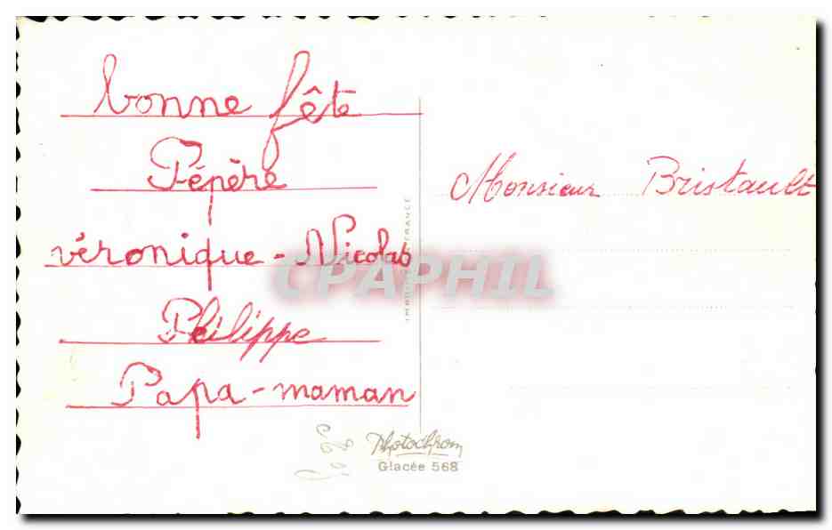 CPA Fantaisie Enfant Chien Dog Bonne fete Papa — Rückseite