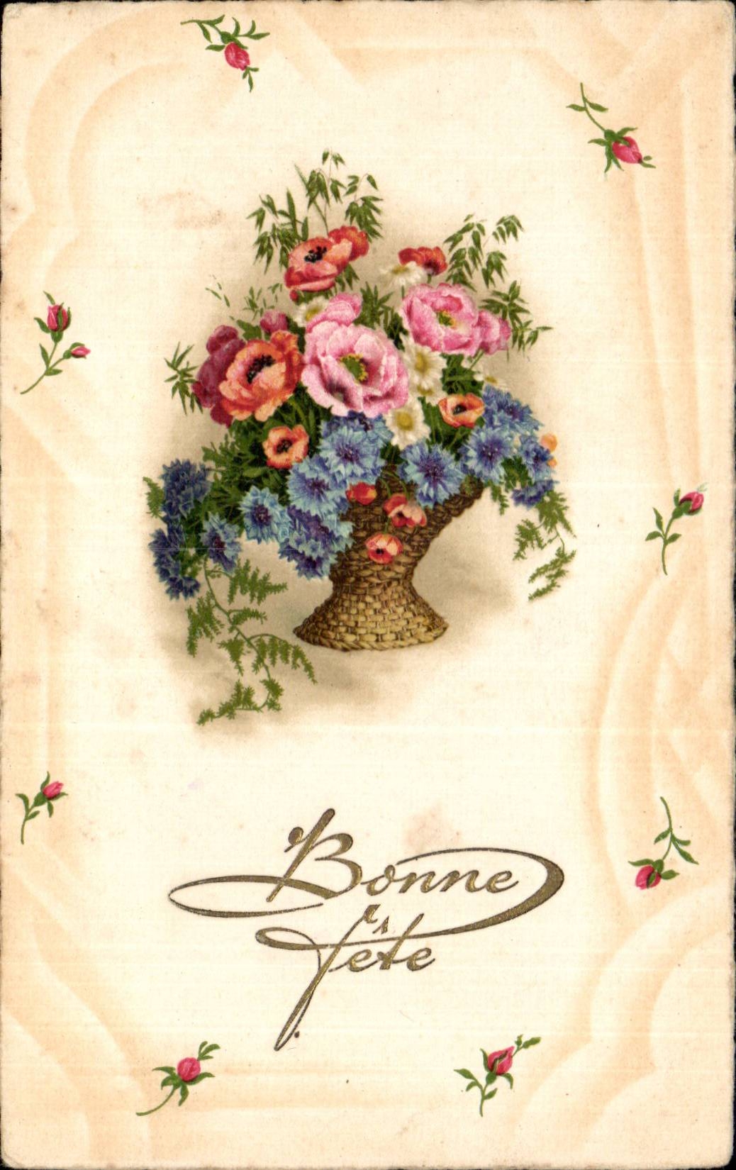 CPA Fantaisie Fleurs Bonne fete
