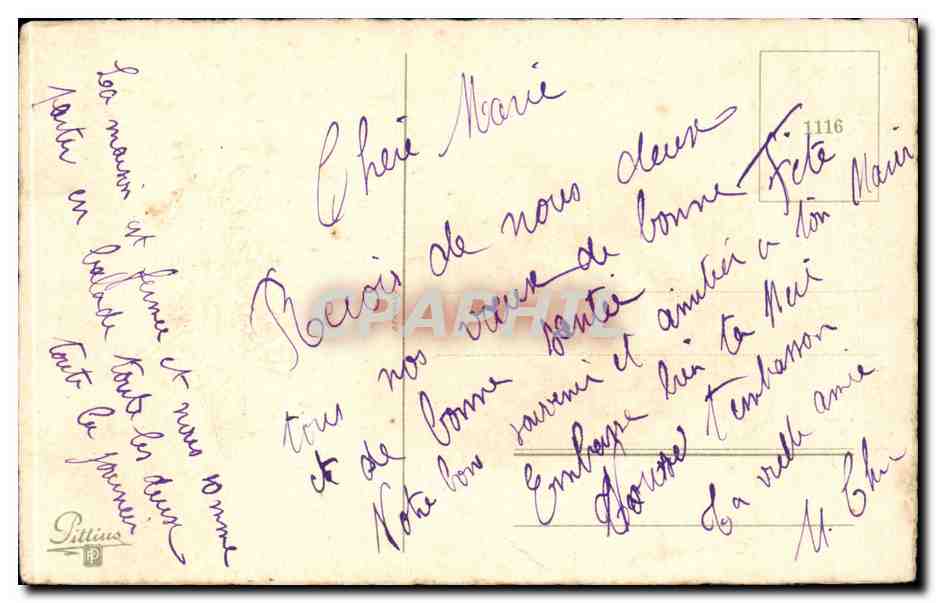 CPA Fantaisie Fleurs Bonne fete — Verso