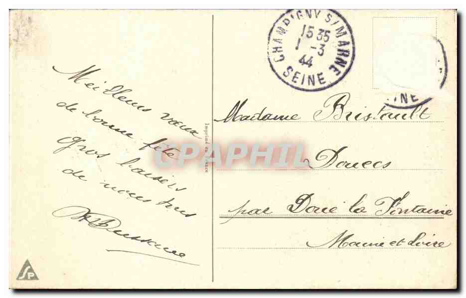CPA Fantaisie Fleurs Rose Bonne fete — Verso