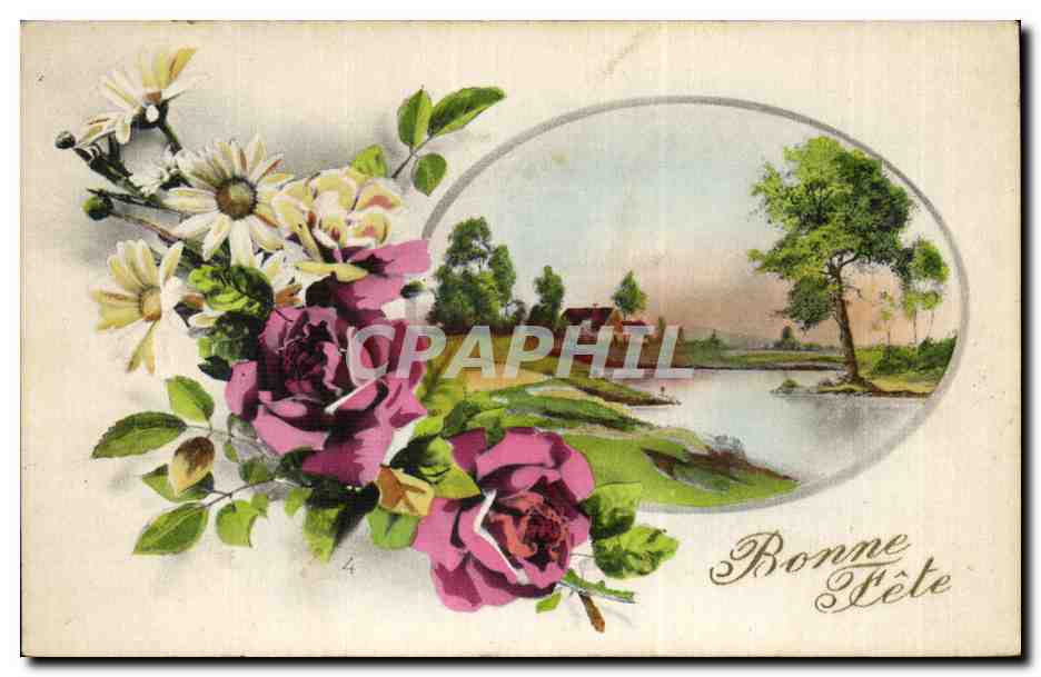 CPA Fantaisie Fleurs Bonne fete