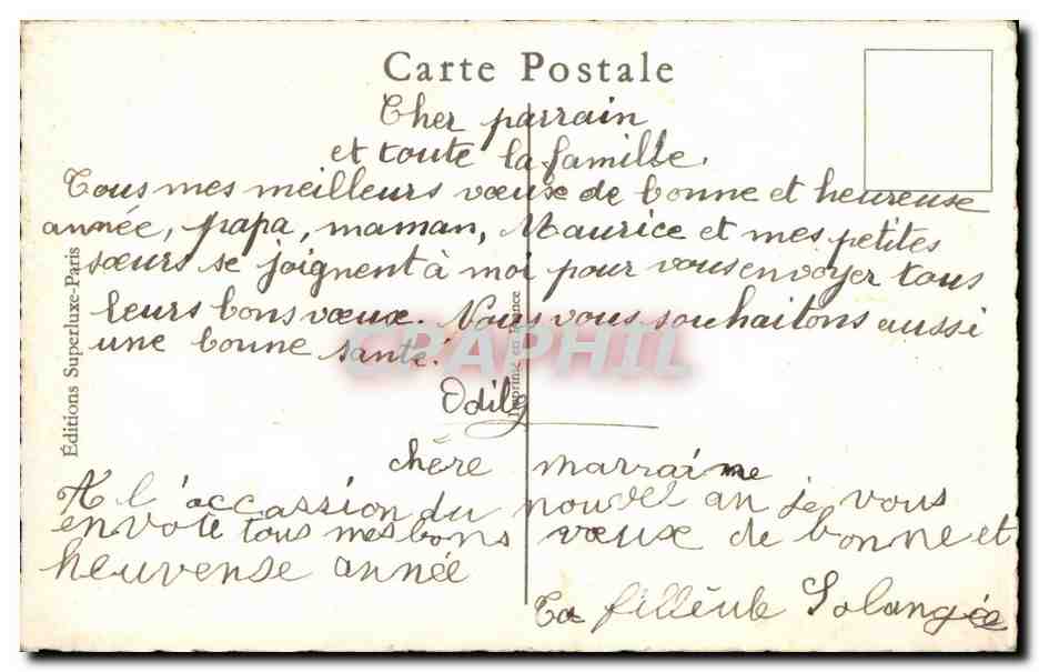 CPA Fantaisie Enfant — Rückseite