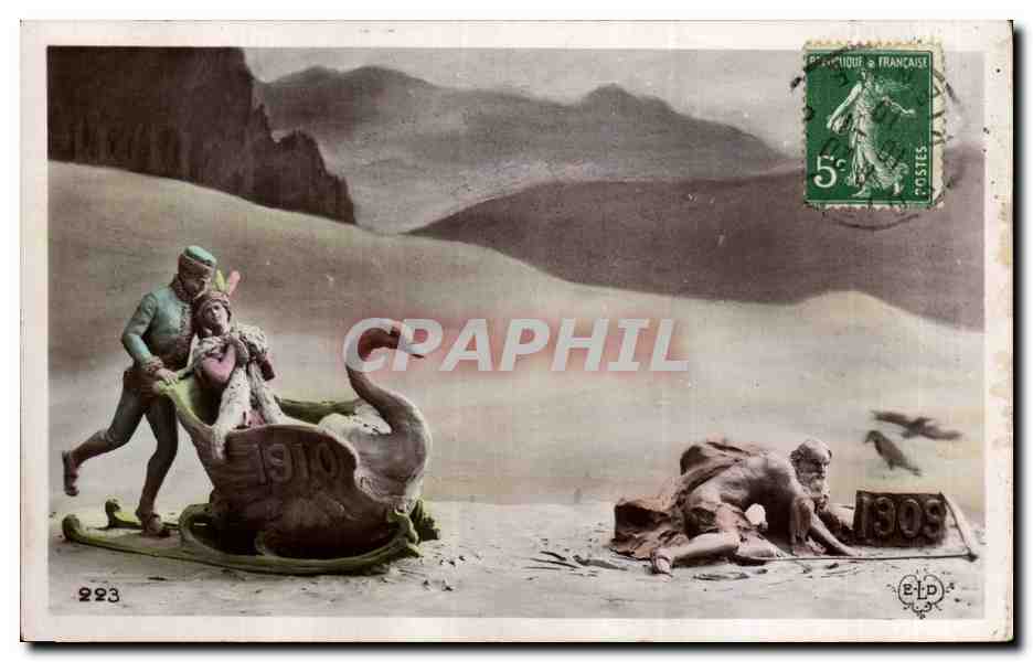 CPA Fantaisie Bonne annee 1910 1909 Cygne Swan