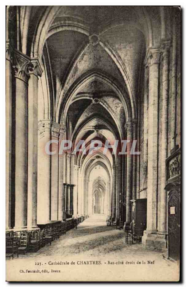 Cathédrale de CHARTRES — Bas-côté droit de la Nef — Ch. Faucault, édit., Dreux