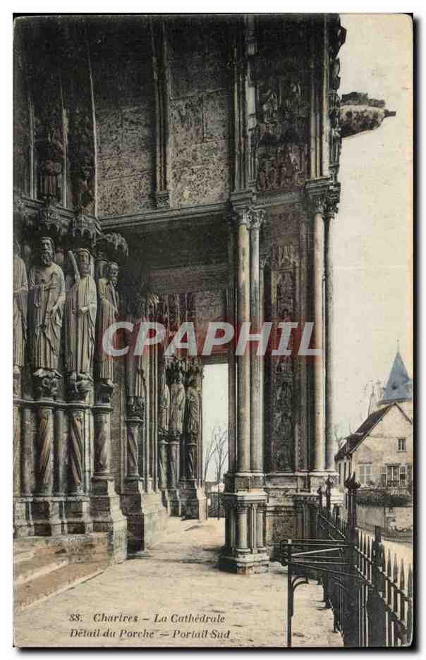 Chartres CPA Cathedrale Detail du porche Portail Sud