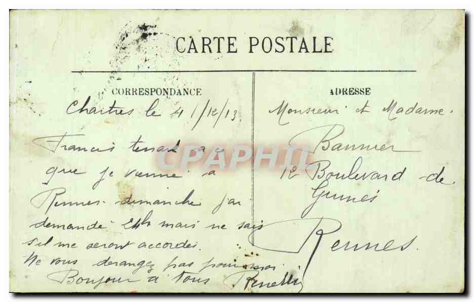 Chartres CPA Colonne elevee a la memoire de Marceau — Rückseite