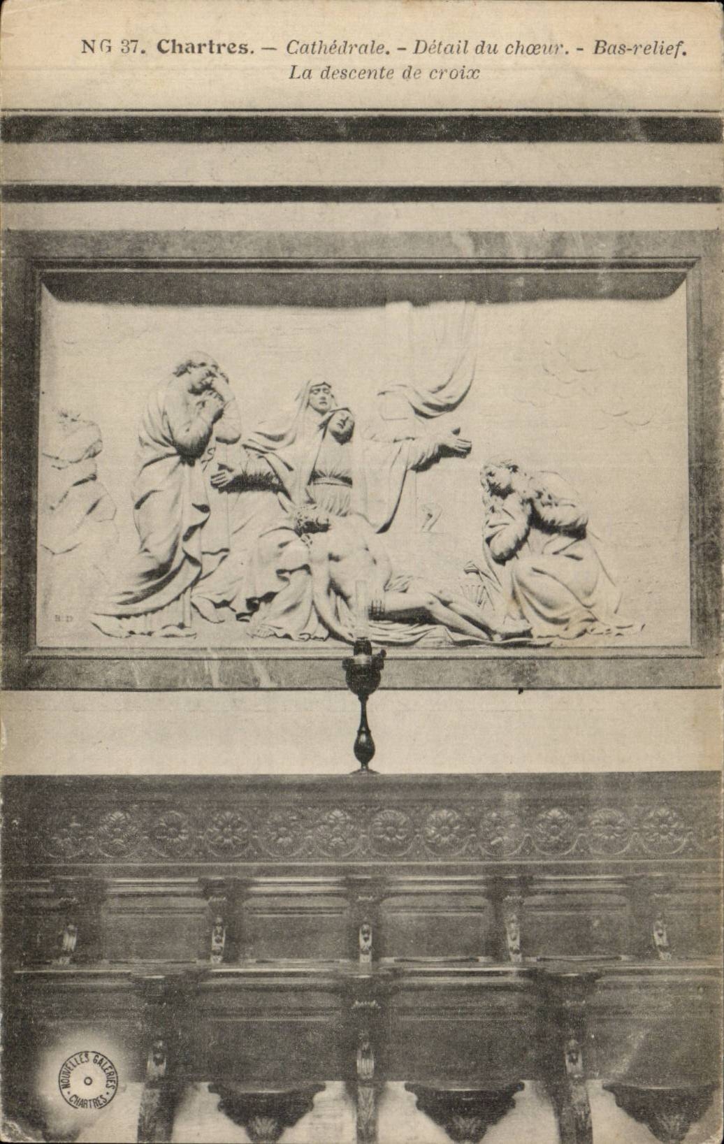 Chartres CPA Cathedrale Detail du choeur Bas relief La descente de croix