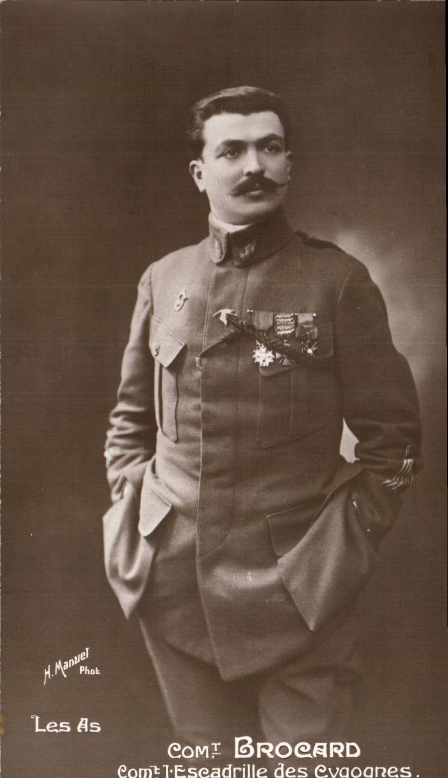 CPA Les as de l'aviation Comt Brocard Commandant L'escadrille des cygognes
