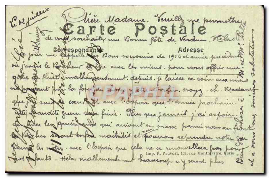 Verdun (Meuse) — The Place d'Armes after the bombardment — Visa Paris 1918 — Back
