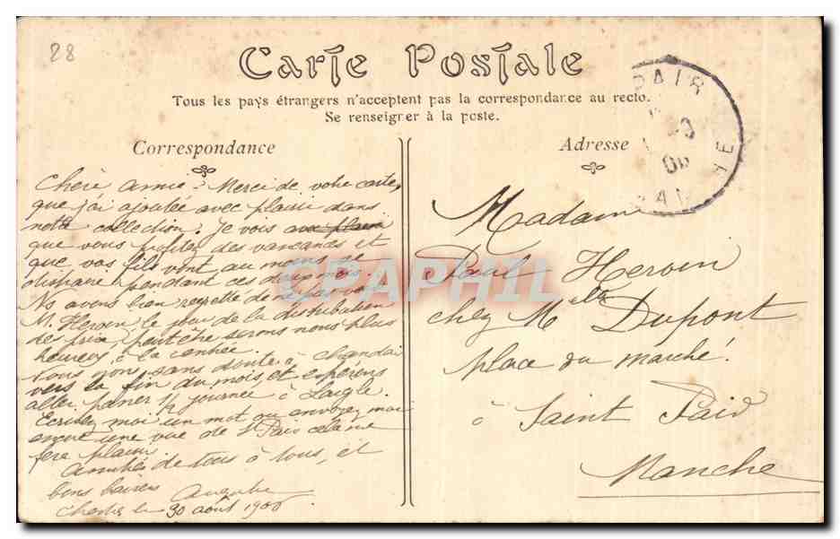 CPA Chartres Le cloitre de Loens — Verso
