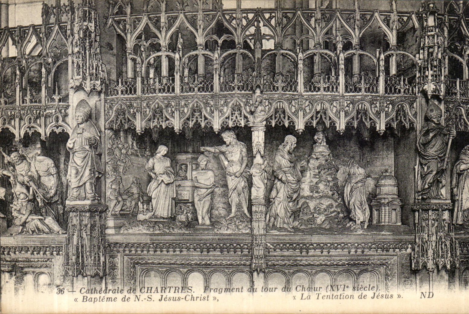 Cathédrale de Chartres — Fragment du tour du Chœur (XVIe siècle) — « La Tentation de Jésus » — ND
