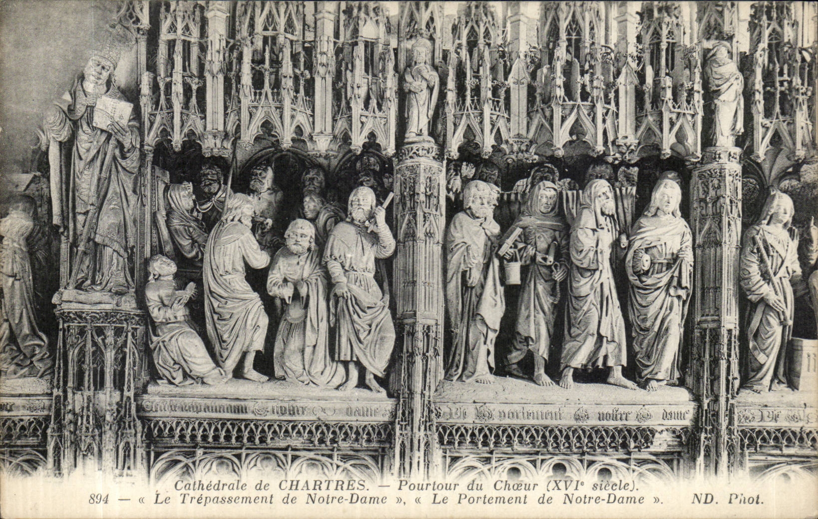 CPA Chartres Cathedrale Pourtour du choeur Le trepassement de Notre Dame