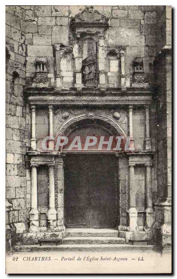 CPA Chartres Portail de l'eglise Saint Aignan