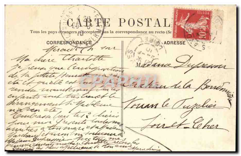 CPA Orleans Hotel d'Hardouineau — Verso