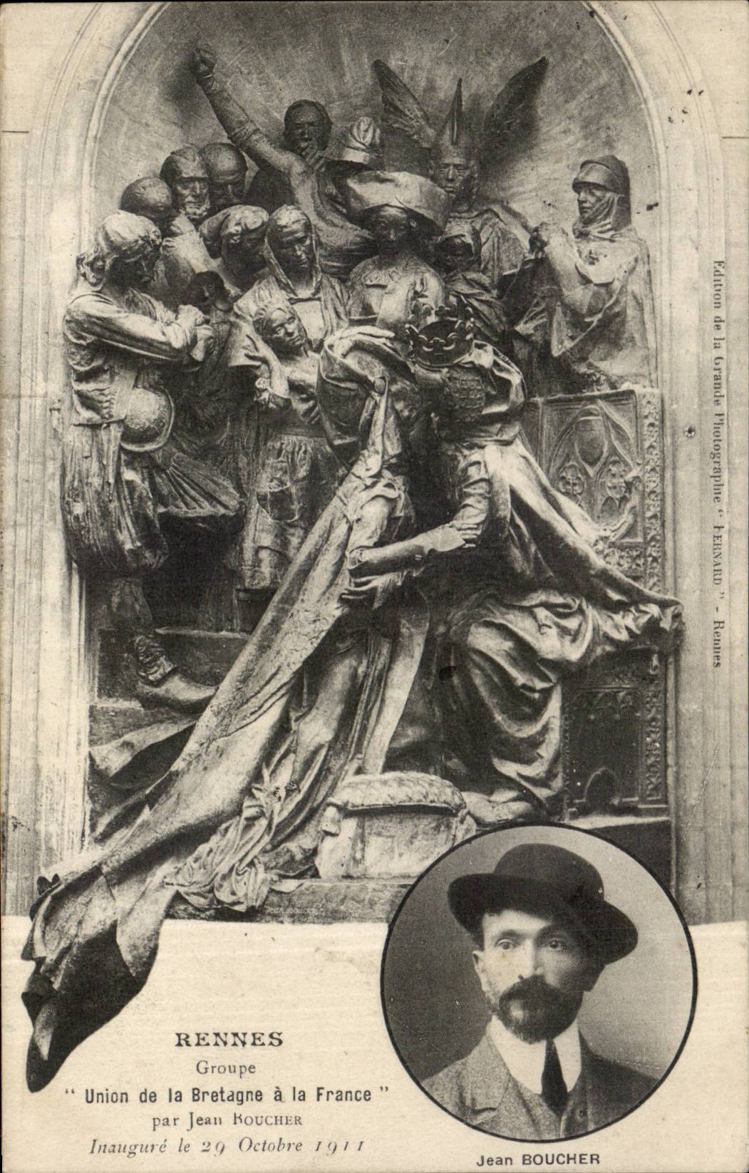 CPA Rennes Groupe Union de la Bretagne a la France par Jean Boucher unaugure le 29 octobre 1911