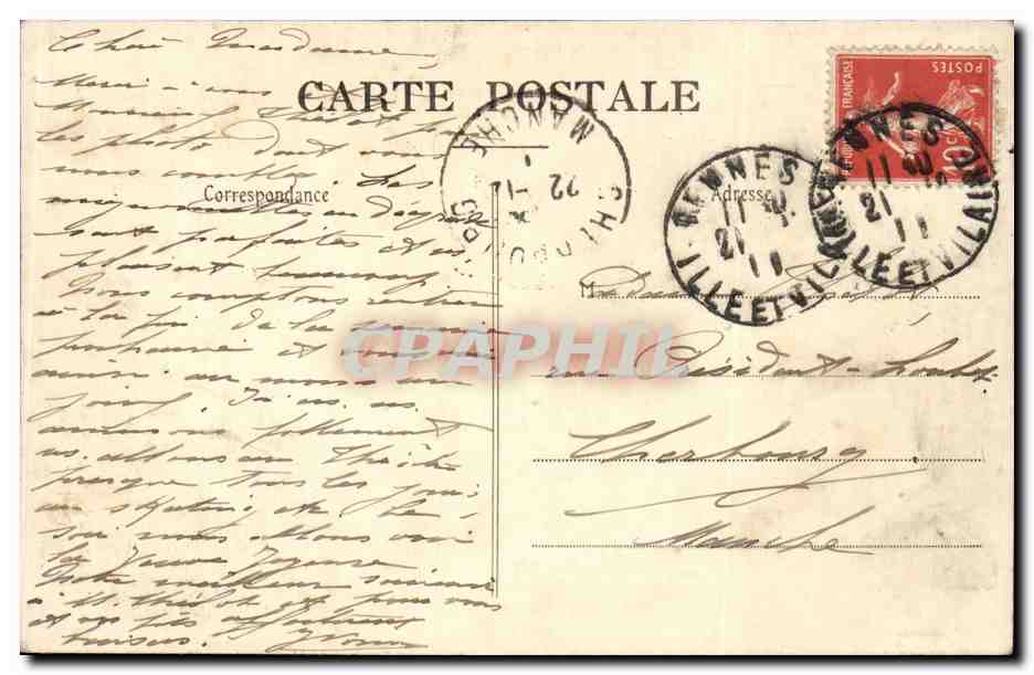 CPA Rennes Groupe Union de la Bretagne a la France par Jean Boucher unaugure le 29 octobre 1911 — Rückseite