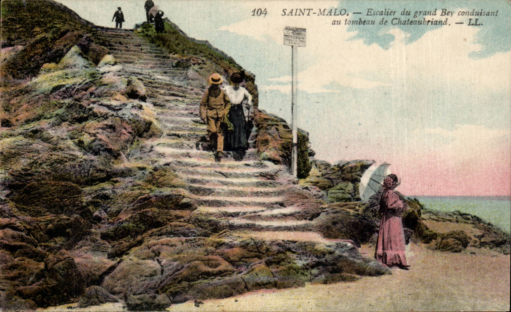 CPA Saint Malo Escalier du grand Bey conduisant au tombeau de Chateaubriand