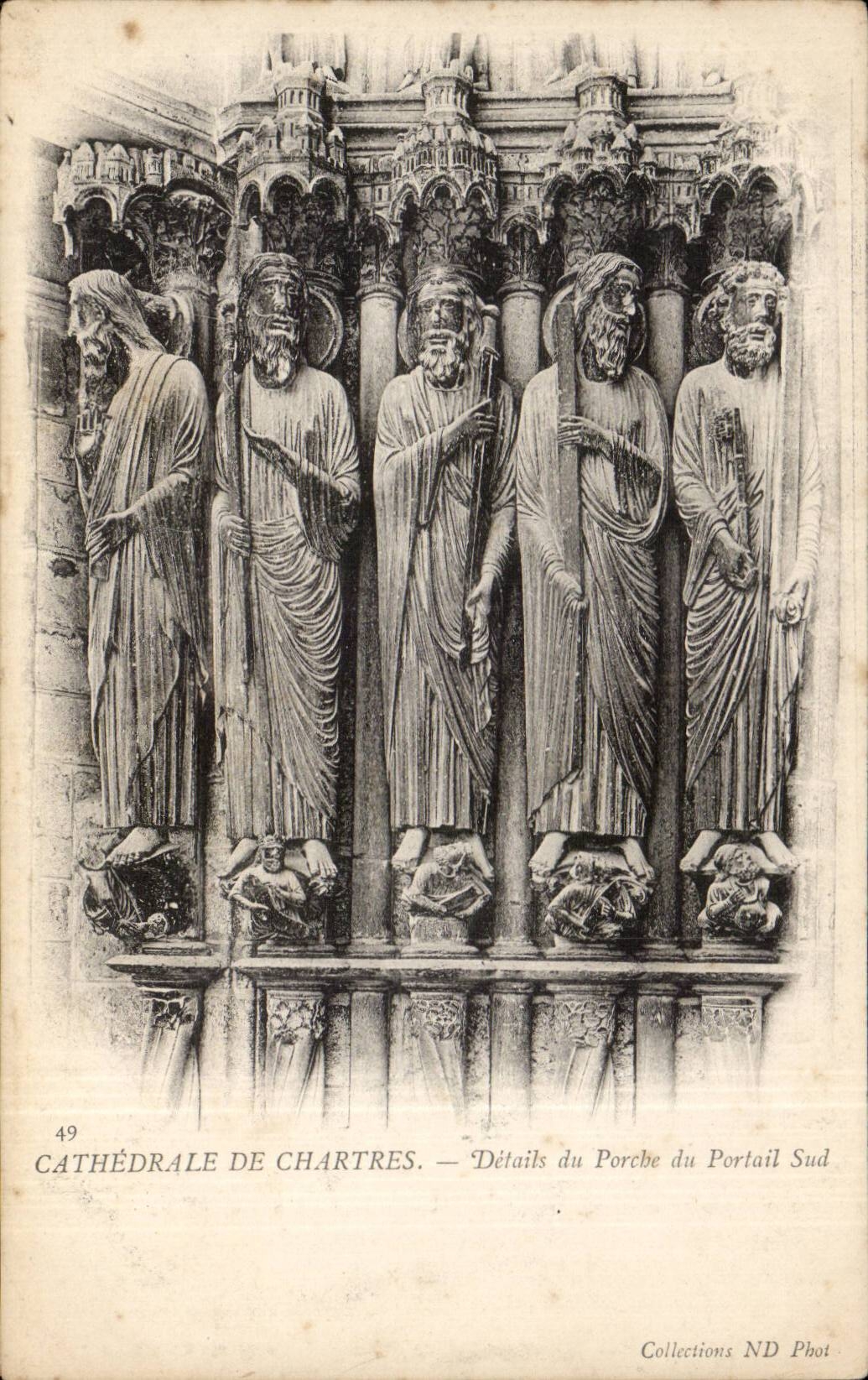 Chartres CPA CAthedrale Details du porche du portail sud