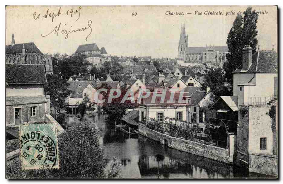 Chartres — Vue Générale, prise de la Chartille — Mézinar