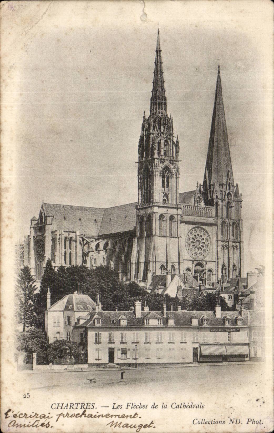 Chartres CPA Les fleches de la cathedrale 