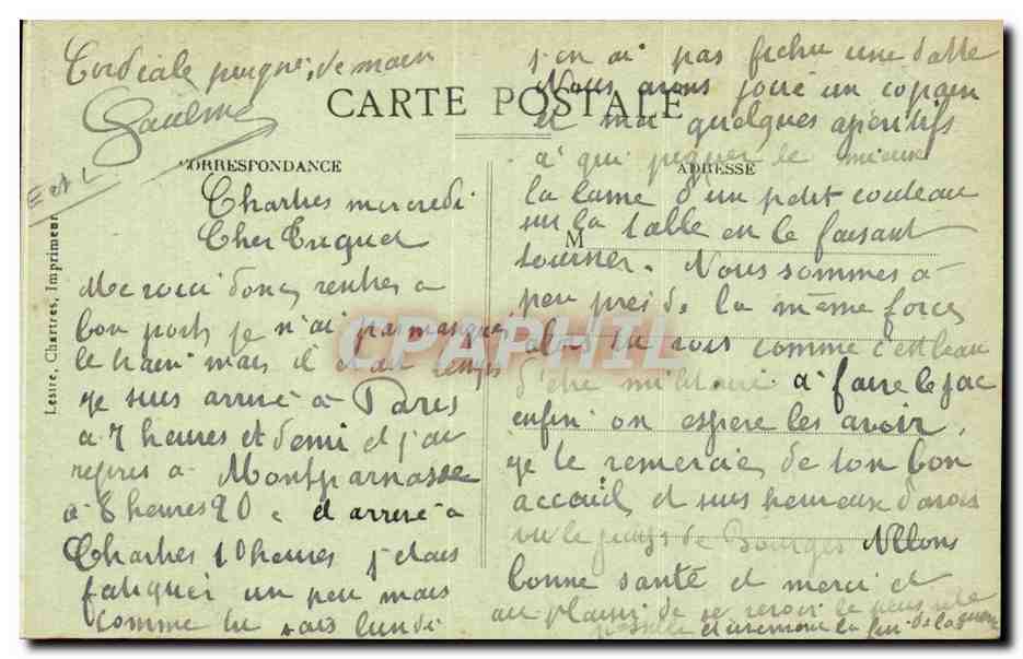 Chartres CPA L'Hotel Dieu — Rückseite