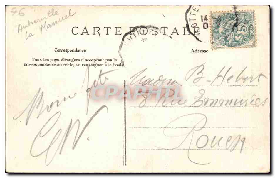 CPA Auberville la Manuel Porte du chateau d'Auberville pres Veulettes — Rückseite