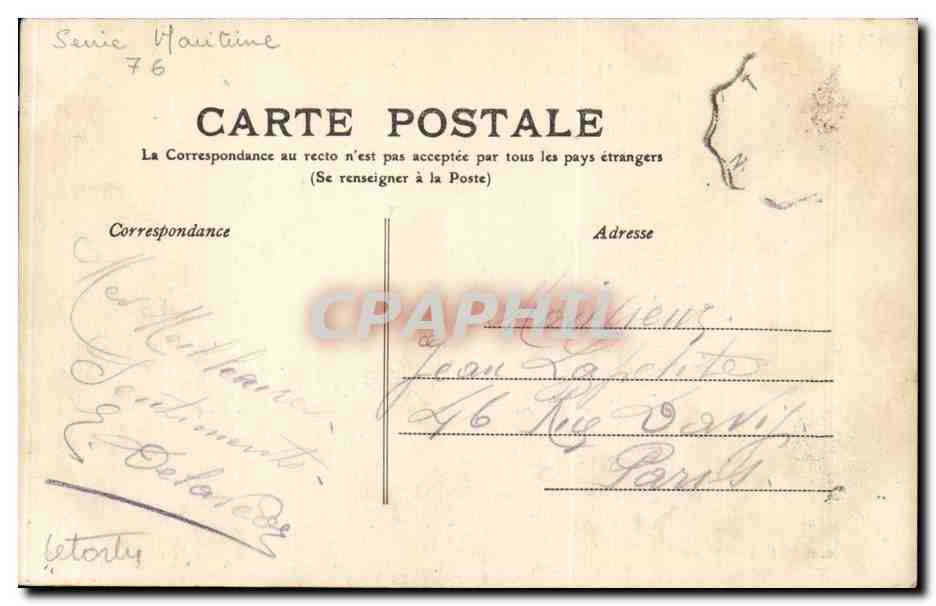 CPA Dieppe Le vieux chateau vu de la falaise — Rückseite