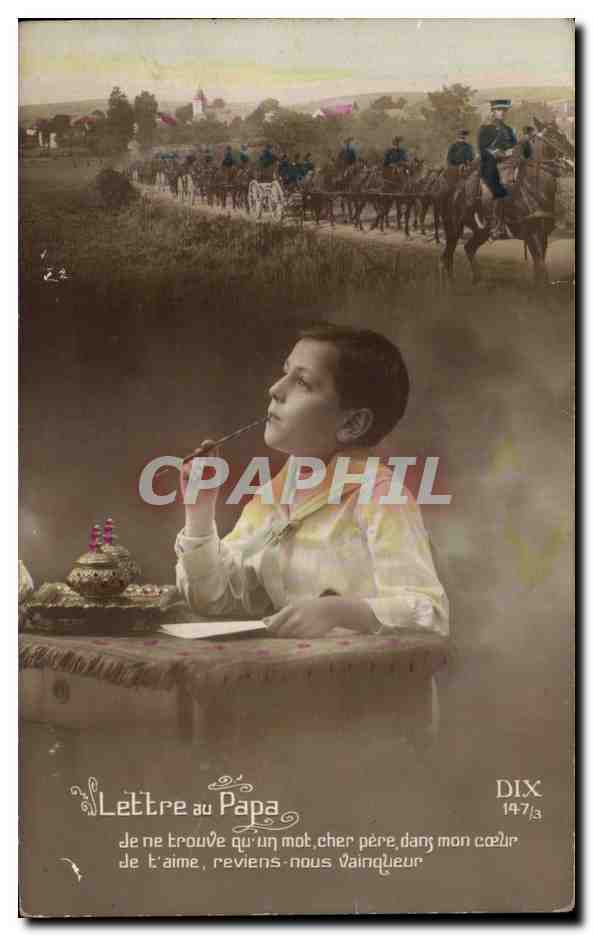 CPA Fantaisie Enfant Garcon Militaria Lettre au papa