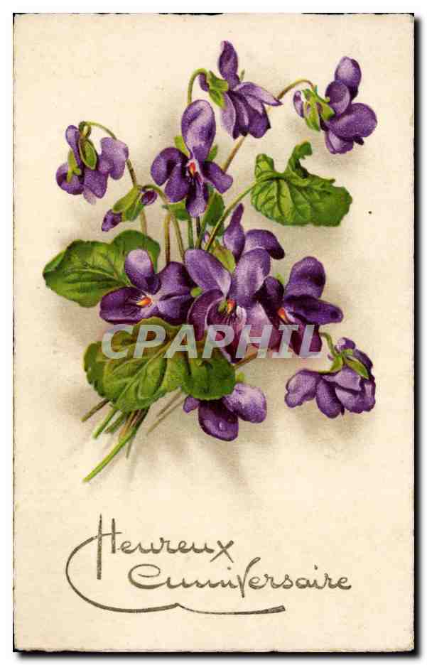 CPA Fantaisie Fleurs Heureux anniversaire