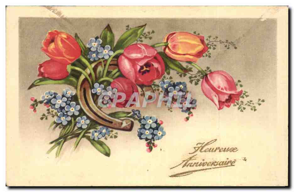 CPA Fantaisie Feurs Heureux anniversaire