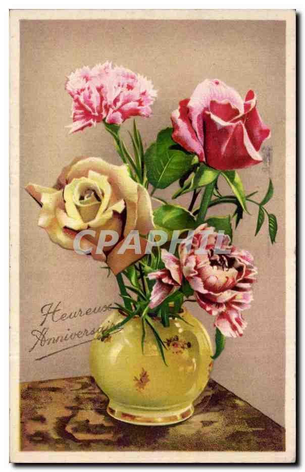 CPA Fantaisie Fleurs Roses