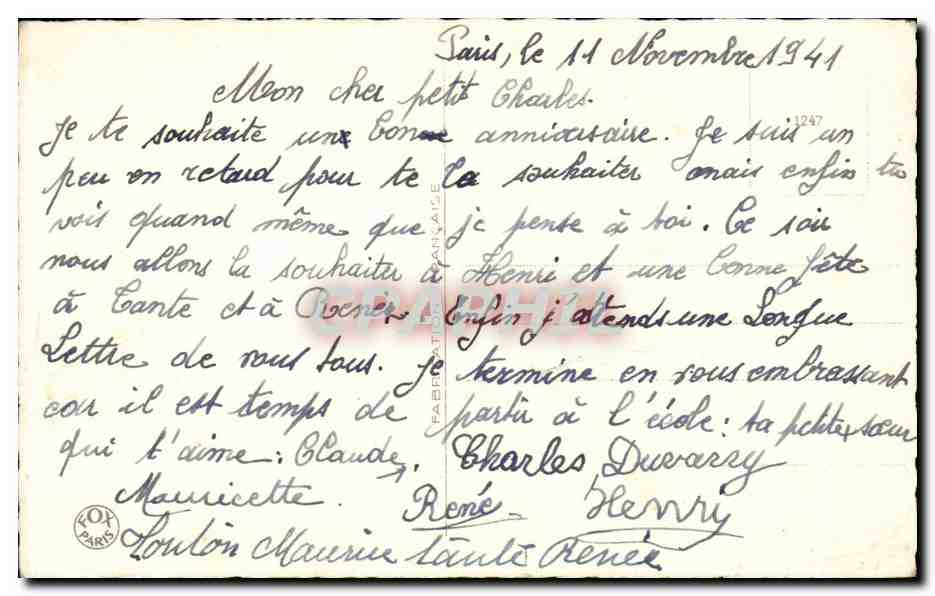 CPA Fantaisie Enfants Heureux Anniversaire — Rückseite
