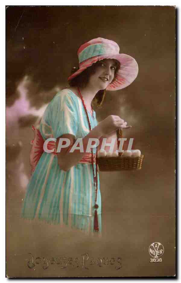 CPA Fantaisie Femme Joyeuses Paques Easter