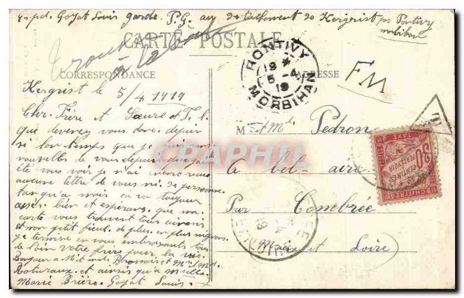 CPA Fantaisie Femme En Bretagne Lits clos et berceaux Les deux amis Folklore Costume — Verso