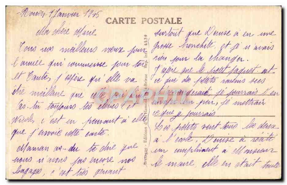 CPA Fantaisie En Bretagne Lits clos et berceaux Folklore Costume — Verso